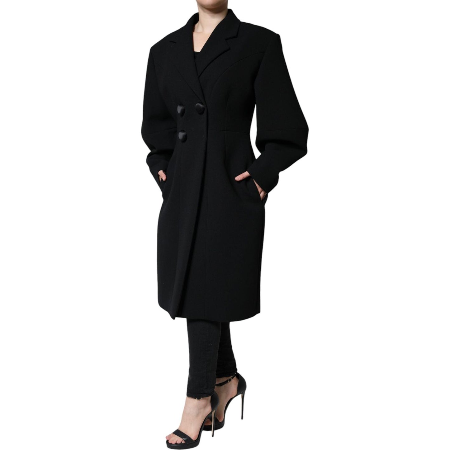 Dolce & Gabbana Black Double Breasted Trench Coat Jacket JKT4087-48