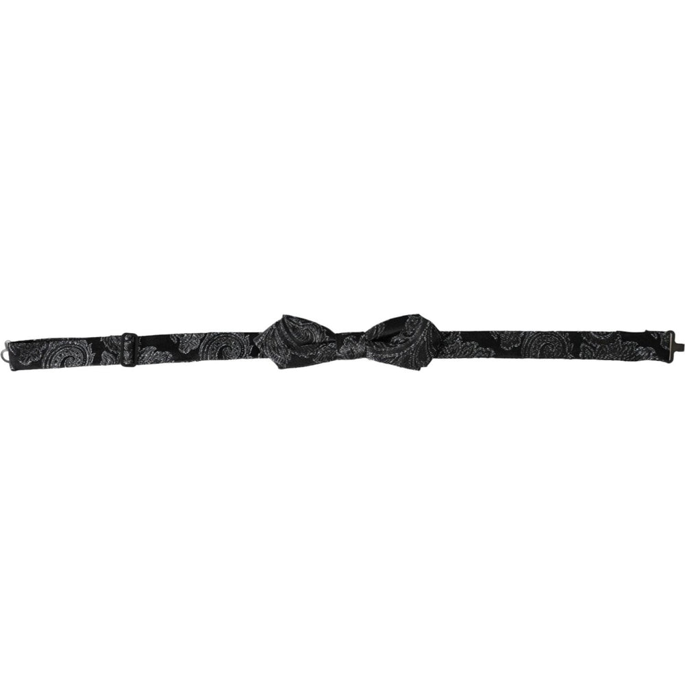 Dolce & Gabbana Black Silk Jacquard Adjustable Neck Men Bow Tie Dolce & Gabbana Dark Slate Gray