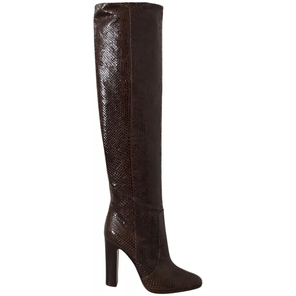 Dolce & Gabbana Brown Exotic Leather Heels High Boots Shoes LA9036-41