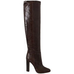 Dolce & Gabbana Brown Exotic Leather Heels High Boots Shoes LA9036-41