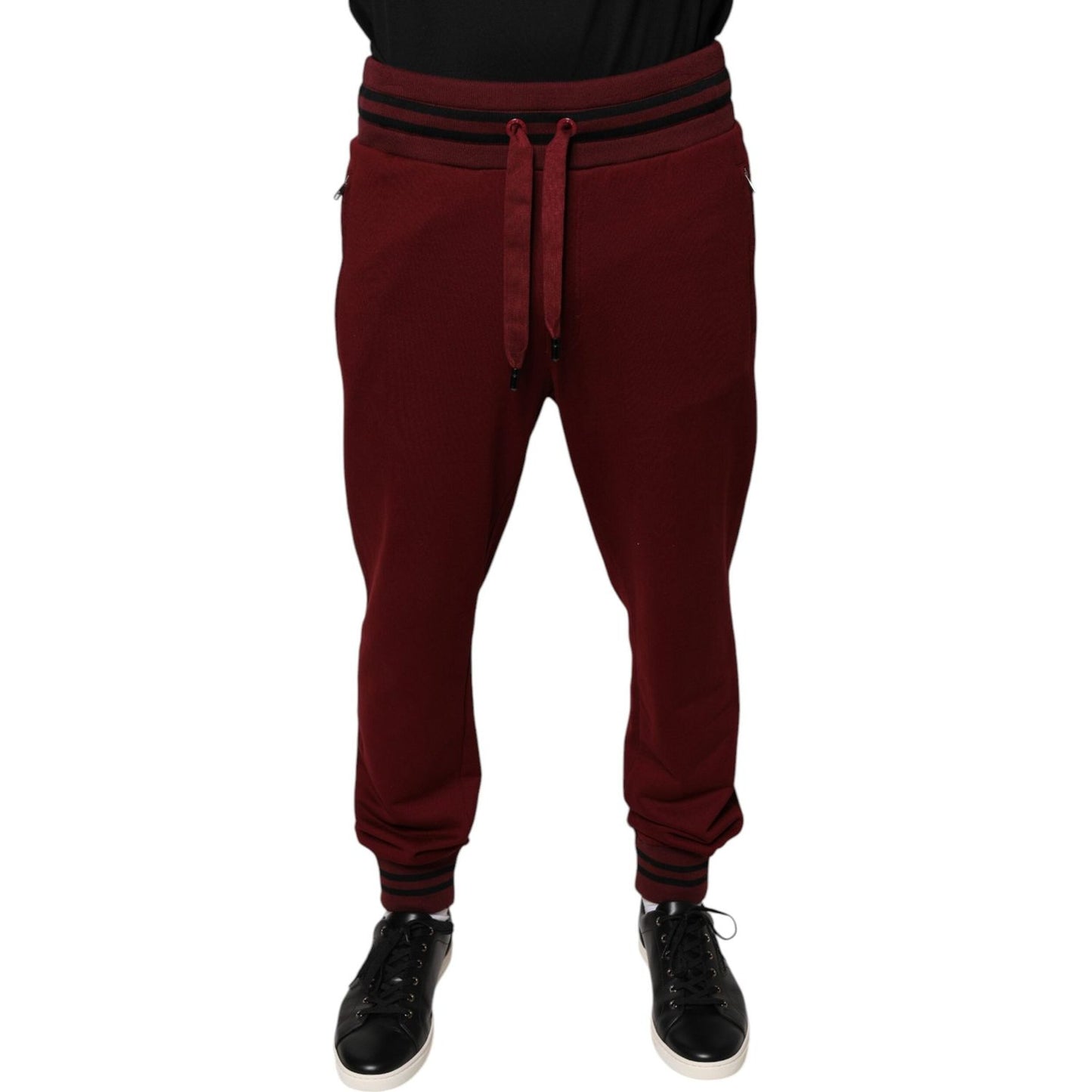 Dolce & Gabbana Dark Red Cotton Men Jogger Sweatpants Pants PAN75562-50