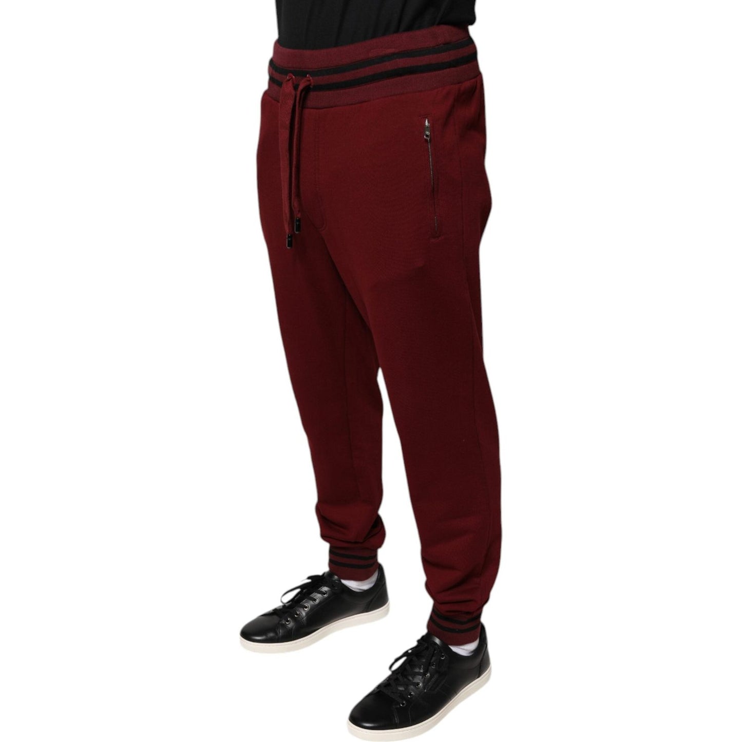Dolce & Gabbana Dark Red Cotton Men Jogger Sweatpants Pants PAN75562-50