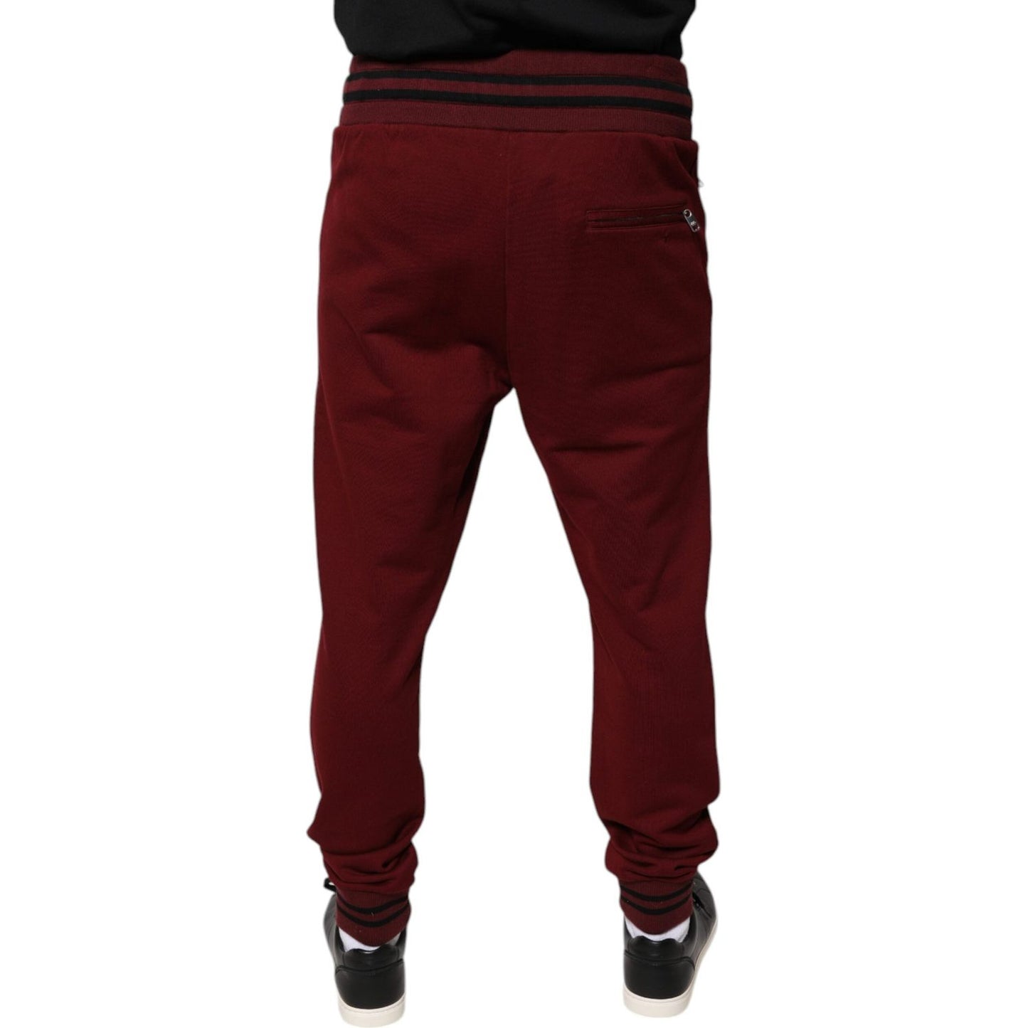 Dolce & Gabbana Dark Red Cotton Men Jogger Sweatpants Pants PAN75562-50