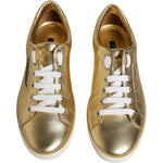 Dolce & Gabbana Gold Leather Logo London Men Sneakers Shoes MV6519-41.5
