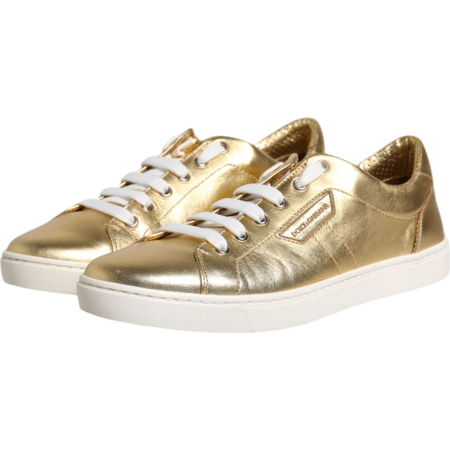 Dolce & Gabbana Gold Leather Logo London Men Sneakers Shoes MV6519-41.5