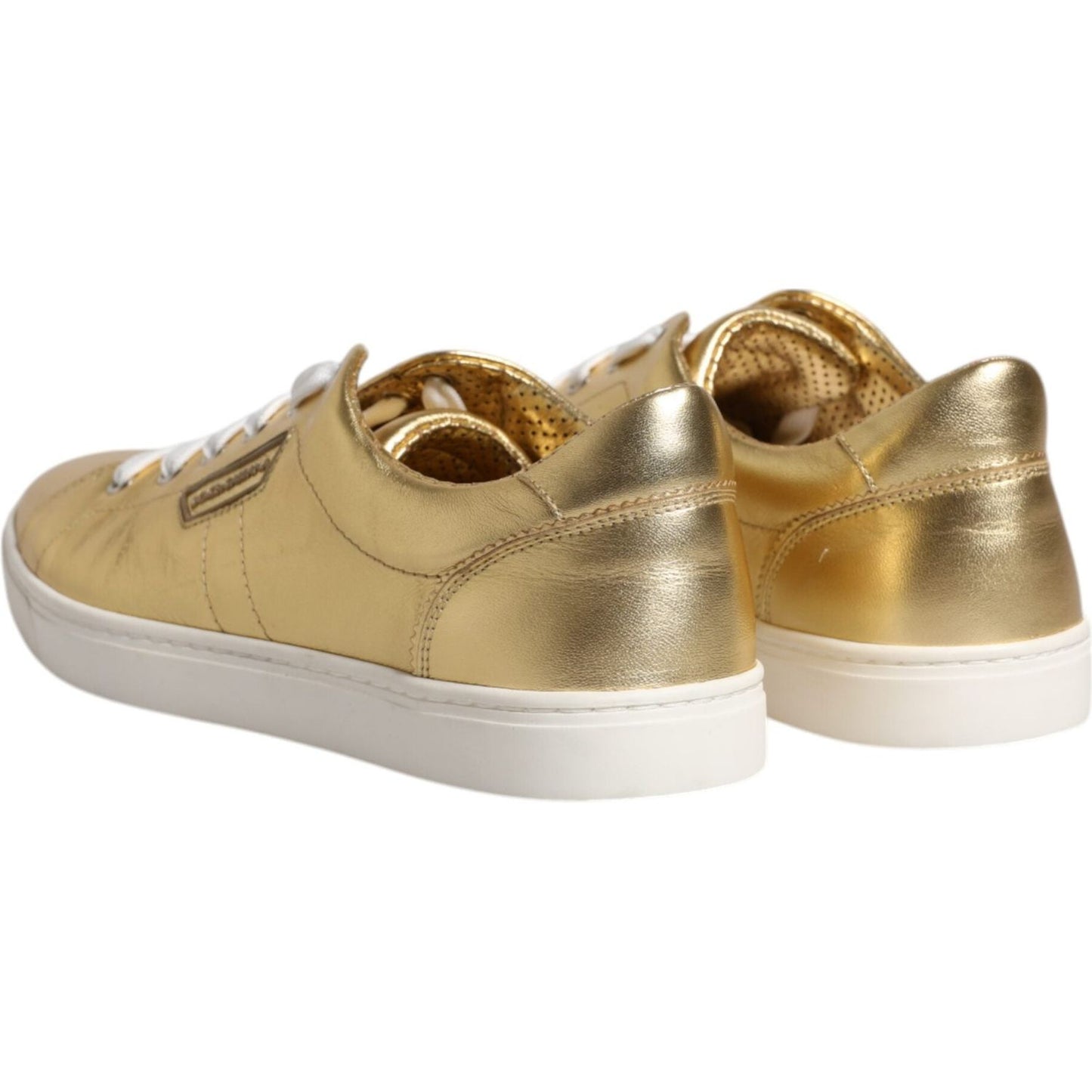 Dolce & Gabbana Gold Leather Logo London Men Sneakers Shoes MV6519-41.5