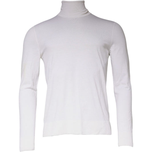 Dolce & Gabbana White Long Sleeve Turtleneck Men Pullover Sweater TSH87067-52