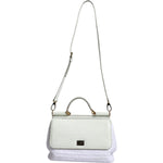 Dolce & Gabbana White Rafia Leather SICILY Crossbody Bag Dolce & Gabbana Light Gray
