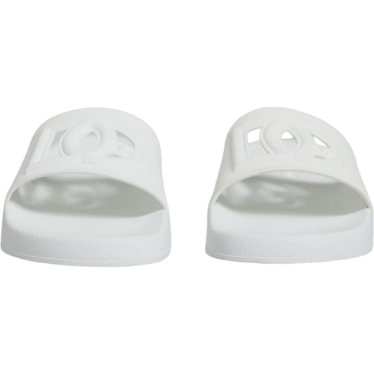 Dolce & Gabbana White Rubber Slides Sandals Beachwear Shoes LA11759-37