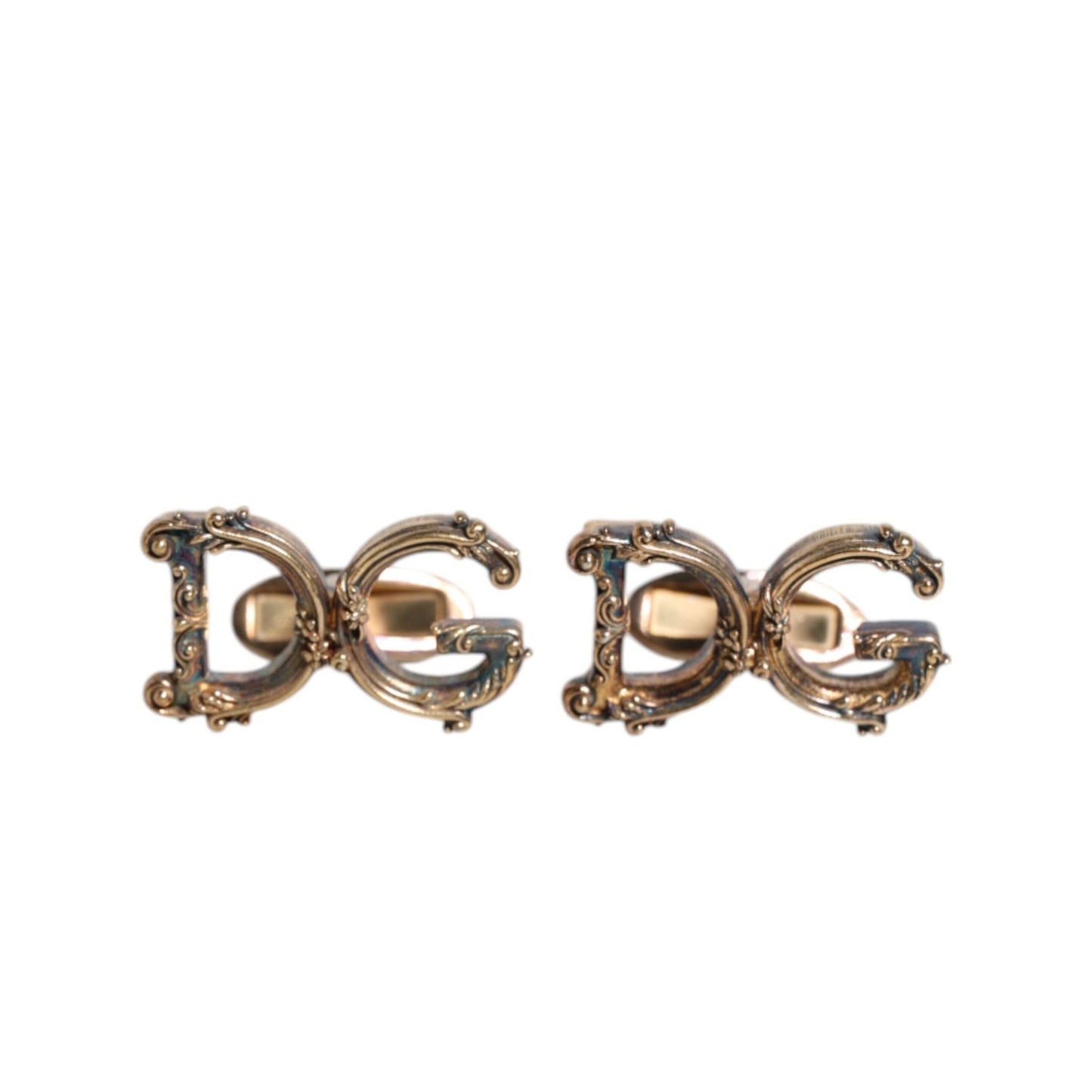 Dolce & Gabbana Gold Tone 925 Sterling Silver DG Logo Accessory Cufflink displayed on white background.