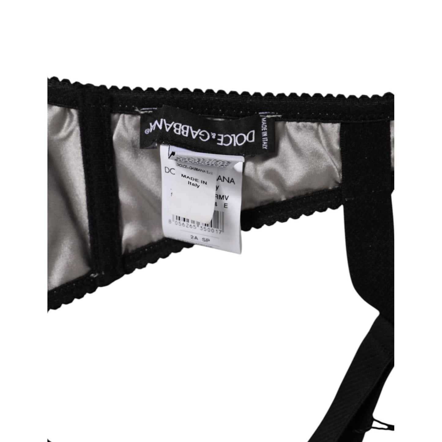 Dolce & Gabbana Gray Acetate Stretch Balconcino Bra Underwear with logo details and tag inside view, luxury Italian craftsmanship.