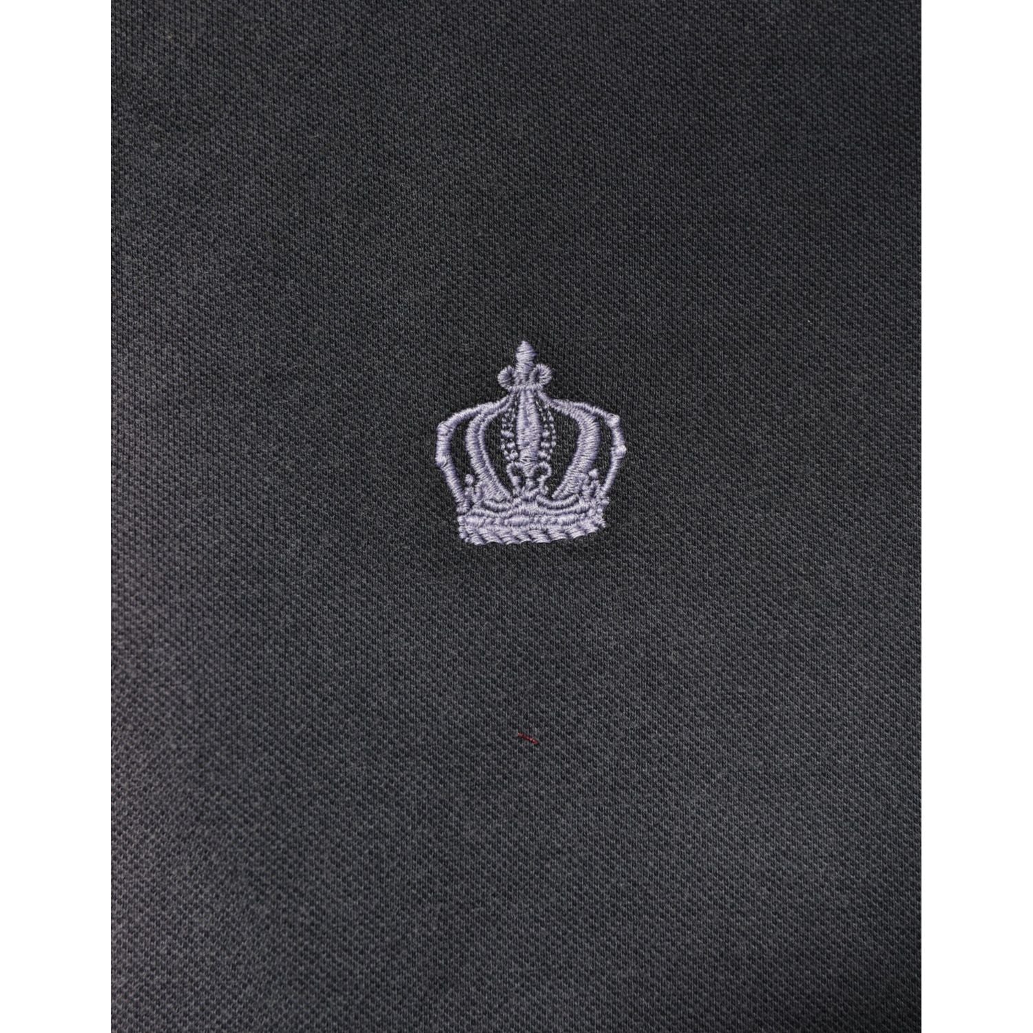 Dolce & Gabbana Gray Cotton Crown Collared Men Polo T-shirt