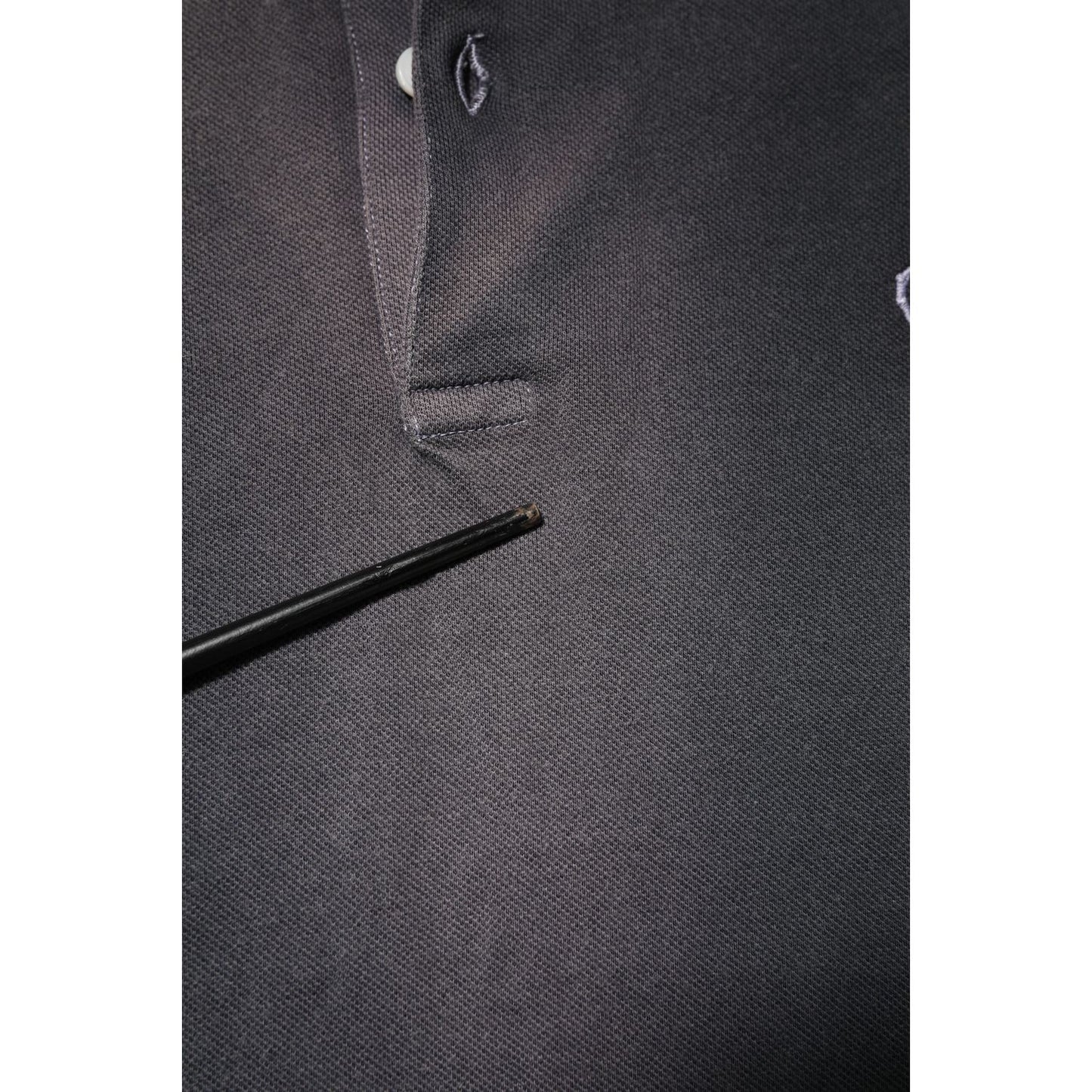 Dolce & Gabbana Gray Cotton Crown Collared Men Polo T-shirt