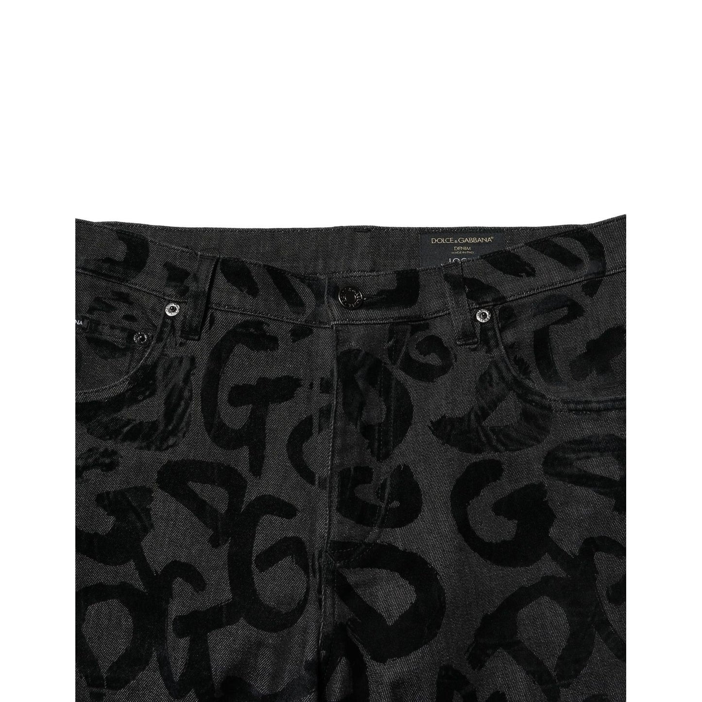 Dolce & Gabbana Gray Cotton DG Logo Straight Men Denim Jeans