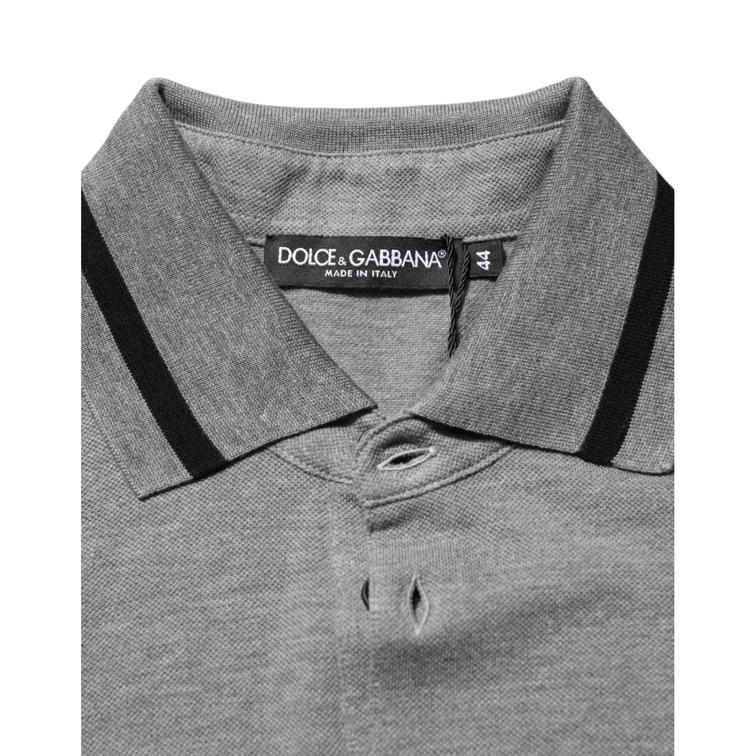 Dolce & Gabbana Gray Logo Embroidery Collared Polo T-shirt