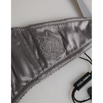 Dolce & Gabbana Gray Silk Underwired Balconette Bra Underwear, featuring elegant satin finish and embossed logo detailing.
