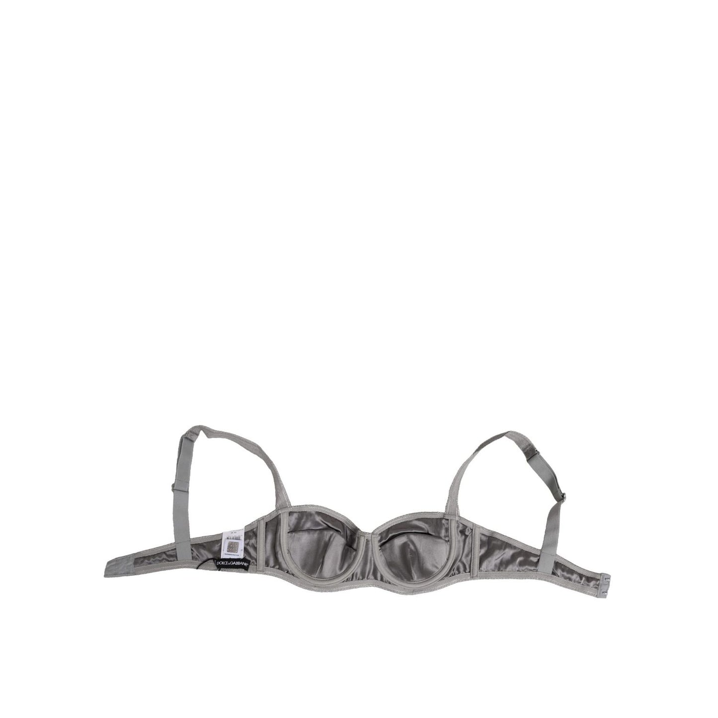 Dolce & Gabbana Gray Silk Underwired Balconette Bra Underwear - premium satin, structured cups, and elegant detailing.