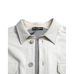 Dolce & Gabbana Grey Cotton Button Down Collared Coat Jacket
