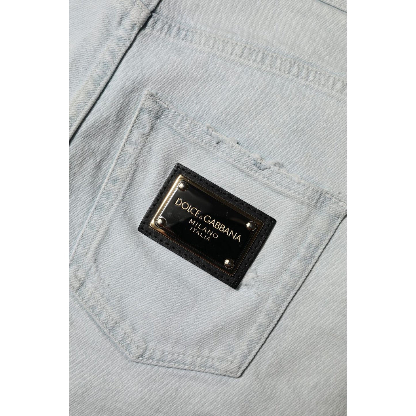 Dolce & Gabbana Light Blue Washed Denim Cotton Hot Pants Shorts