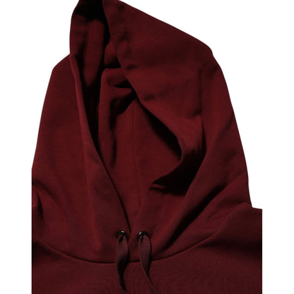 Dolce & Gabbana Maroon Embossed Logo Hooded Sweatshirt Sweater