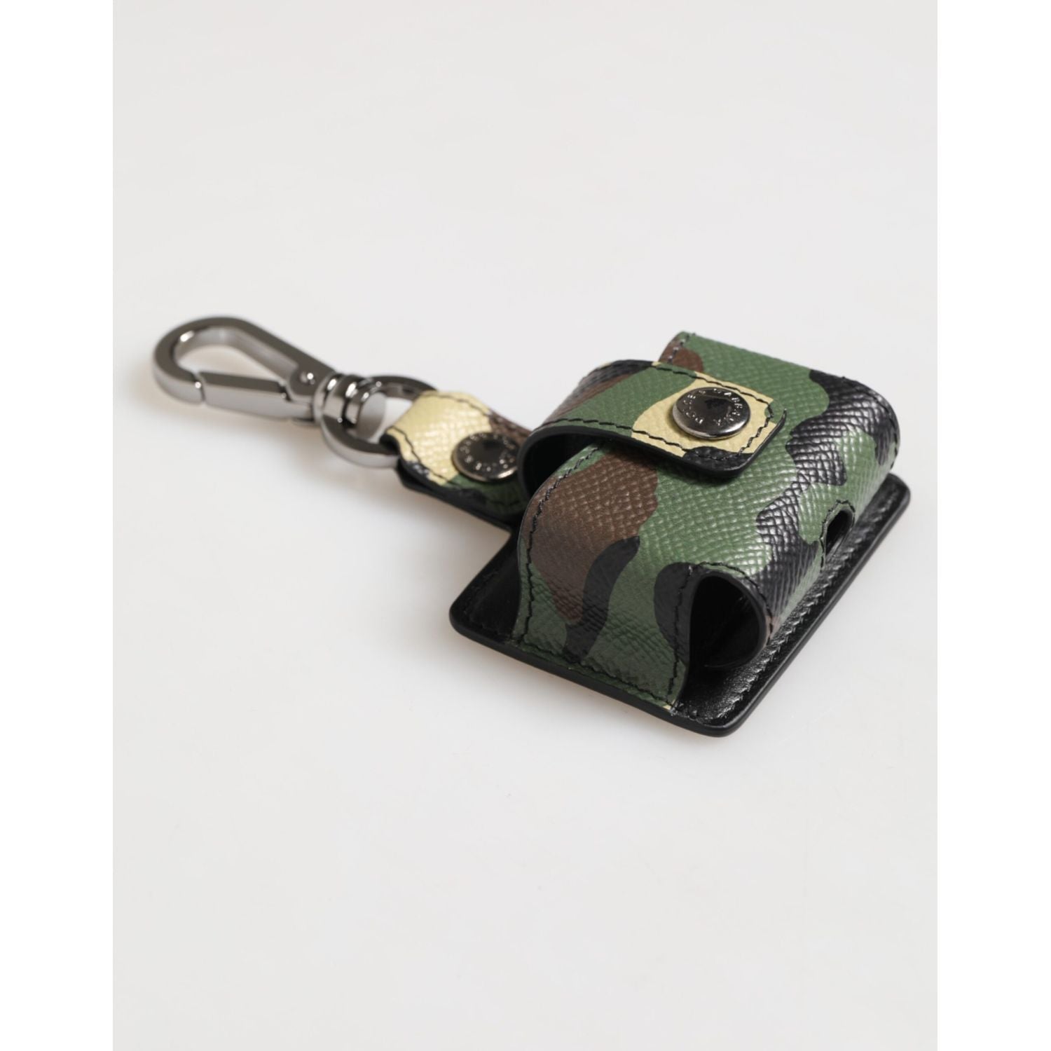 Dolce & Gabbana Multicolor Camouflage Leather Metal Accessory  Airpods Case