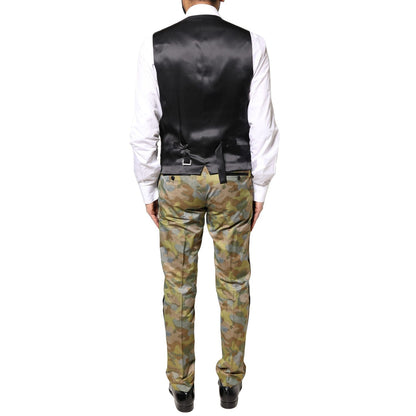 Dolce & Gabbana Multicolor Camouflage SICILIA 3 Piece Suit
