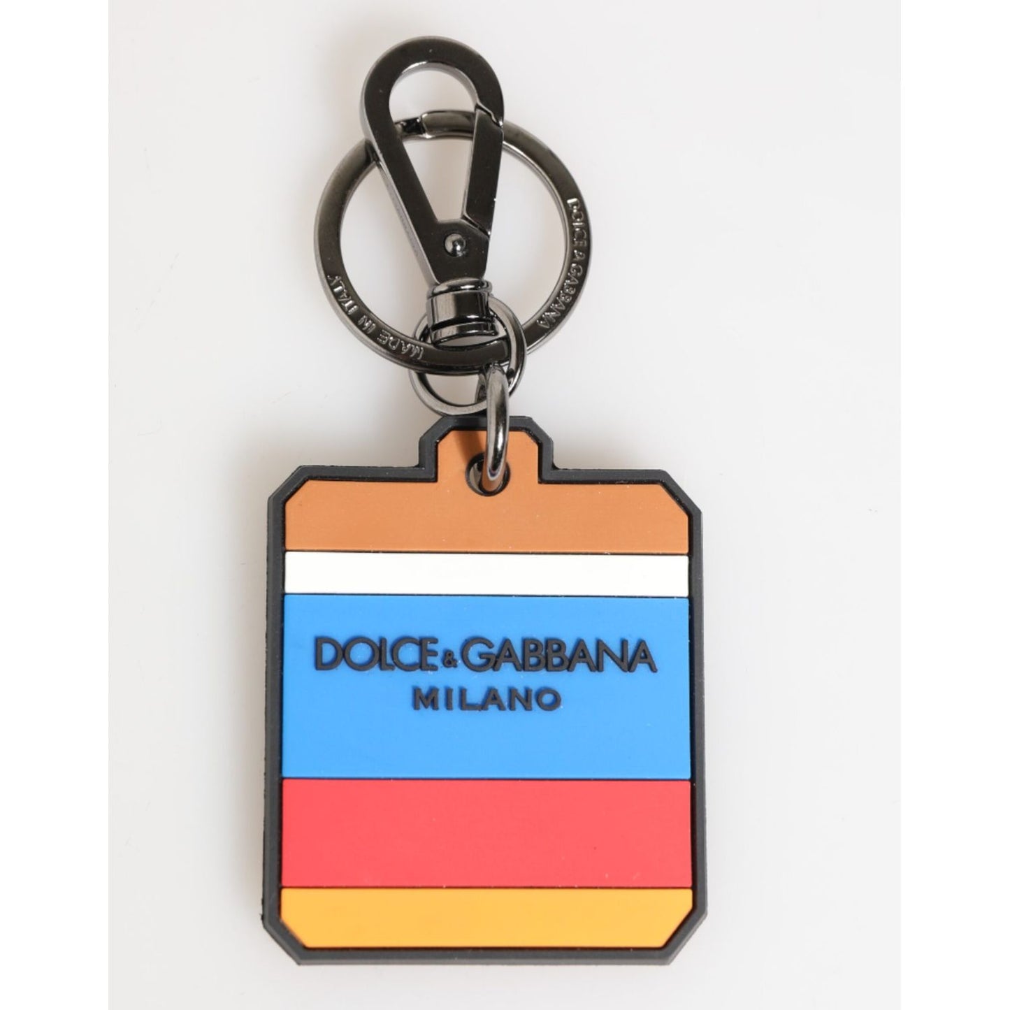 Dolce & Gabbana Multicolor DG Rubber Logo Silver Men's Keychain Keyring