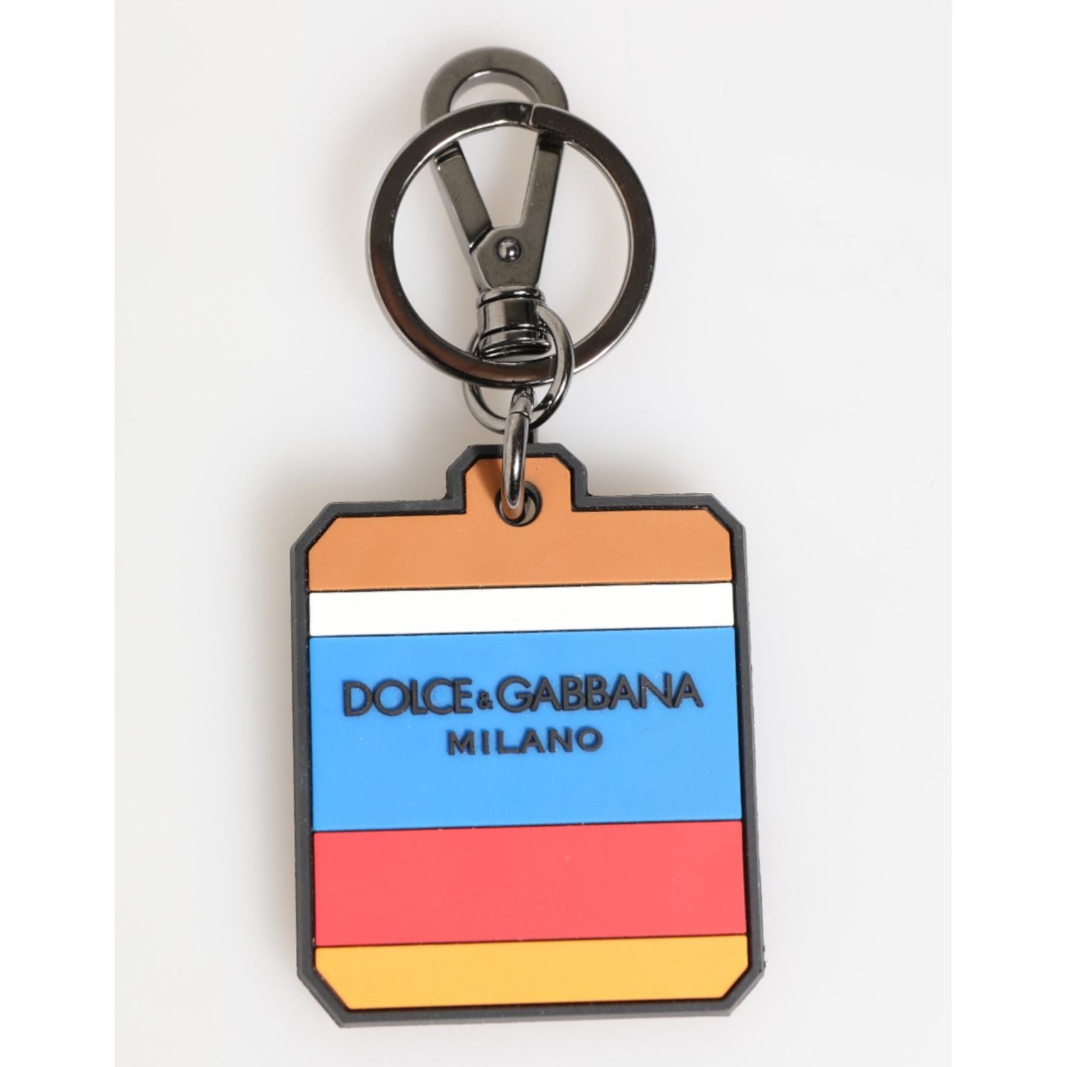 Dolce & Gabbana Multicolor DG Rubber Logo Silver Men's Keychain Keyring