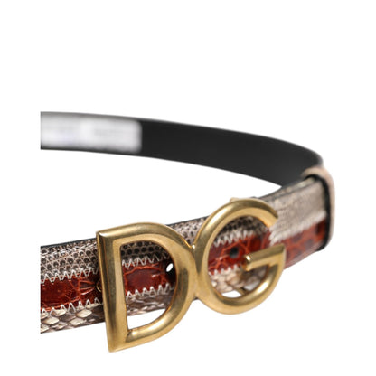 Dolce & Gabbana Multicolor Exotic Leather DG Logo Buckle Belt