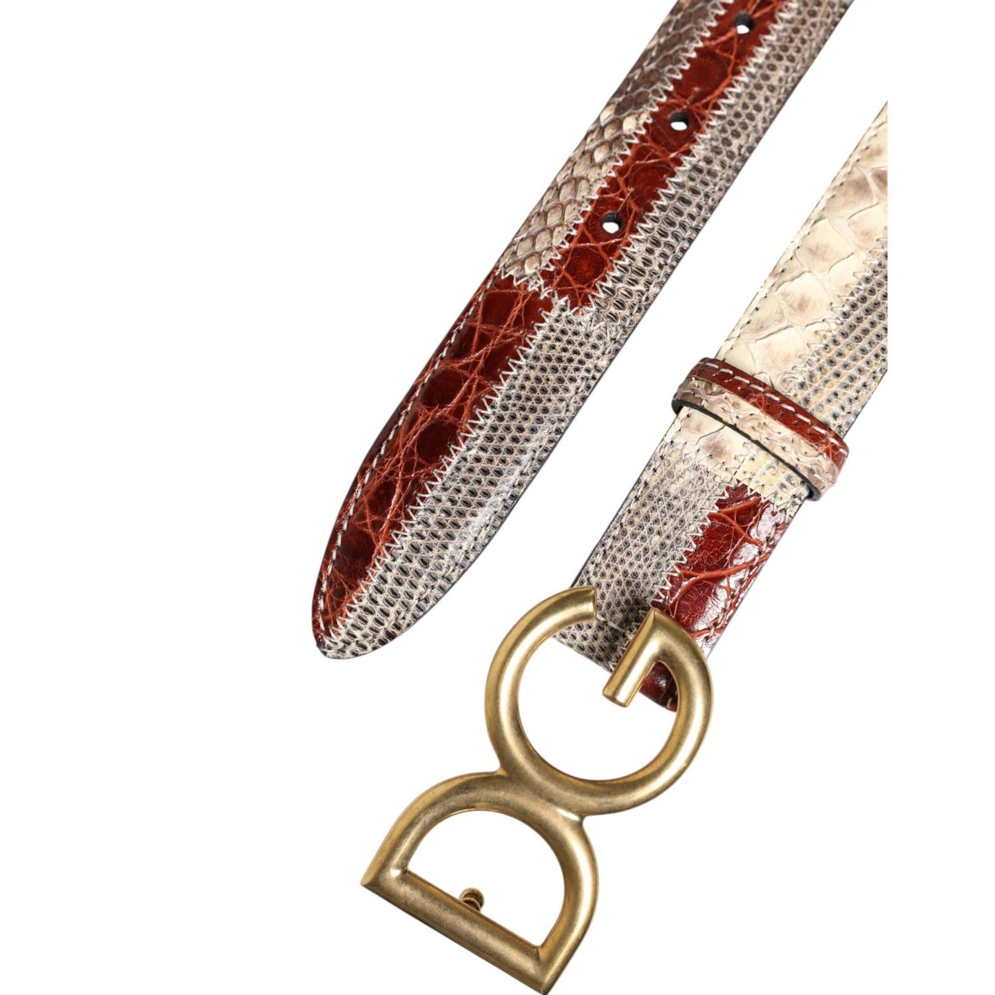 Dolce & Gabbana Multicolor Exotic Leather DG Logo Buckle Belt