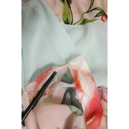 Dolce & Gabbana Multicolor Floral Patchwork Ascot Collar Top