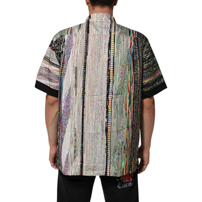 Dolce & Gabbana Multicolor Graphic Collared Casual Shirt