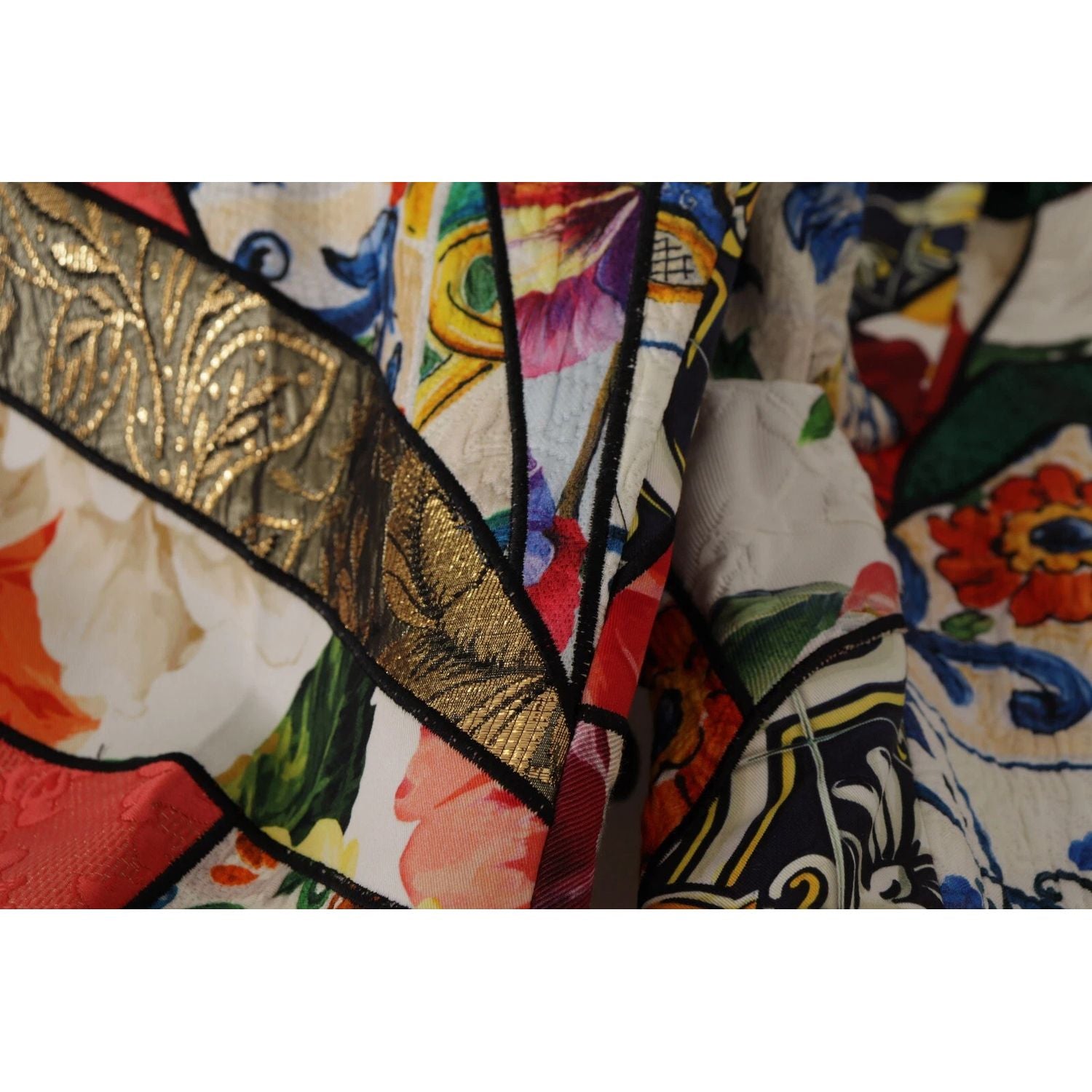 Dolce & Gabbana Multicolor Patchwork Jacquard High Waist Pants