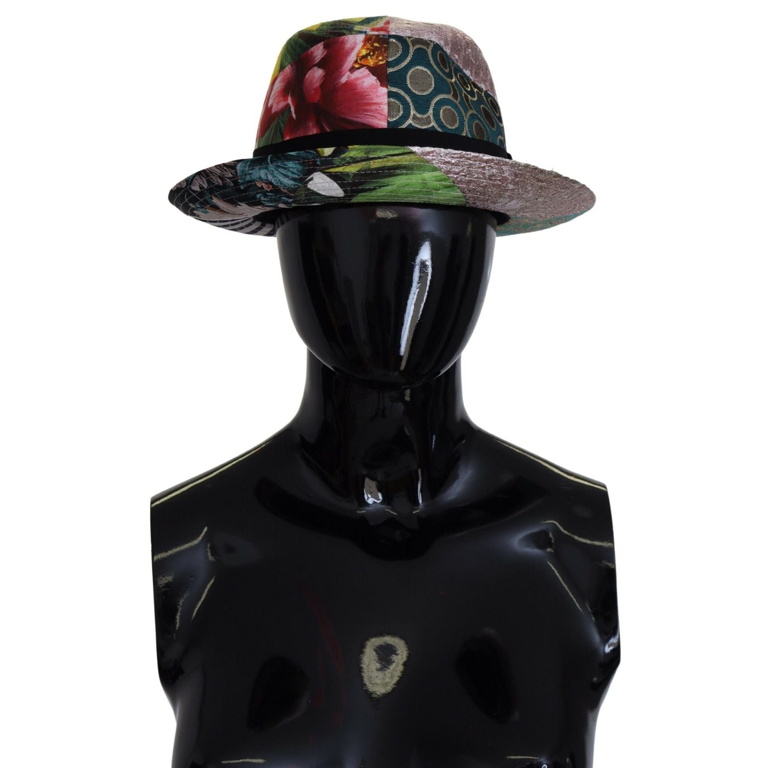 Dolce & Gabbana Multicolor Patchwork Women Fedora Wide Brim Hat