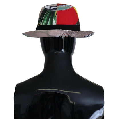 Dolce & Gabbana Multicolor Patchwork Women Fedora Wide Brim Hat