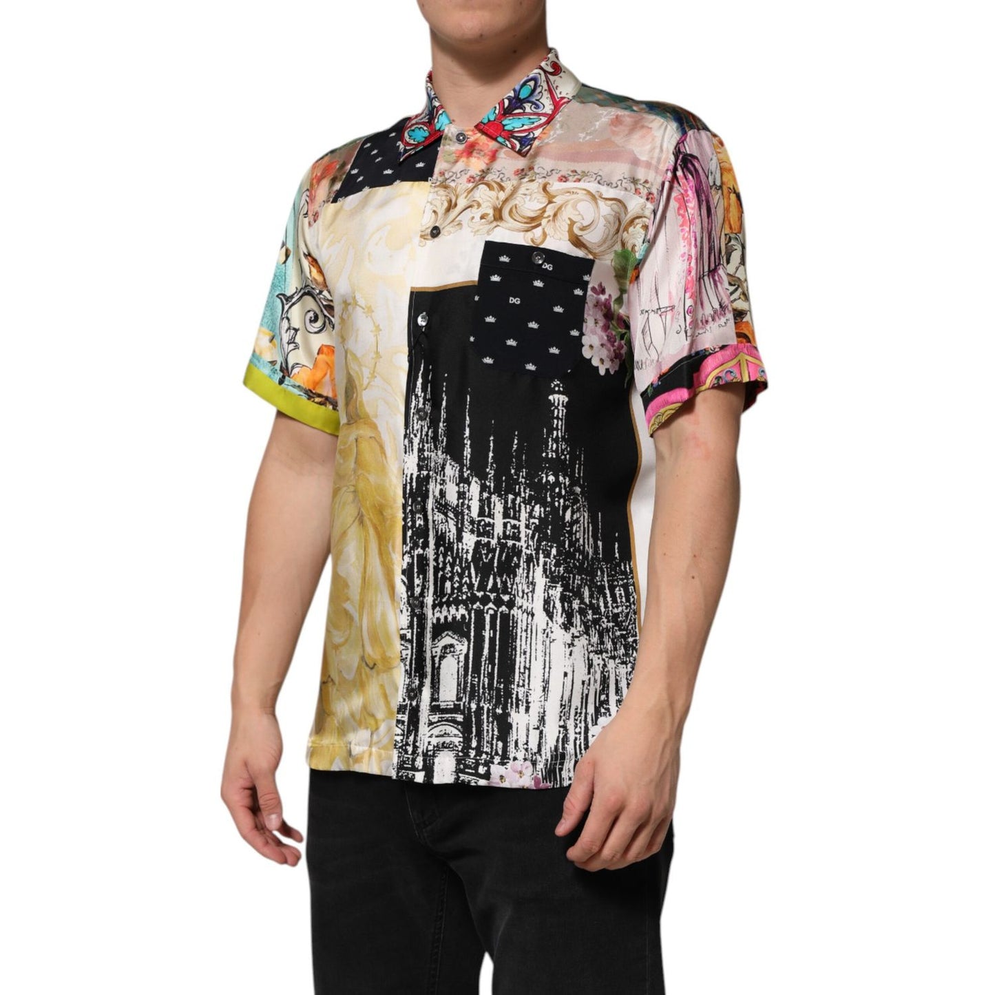 Dolce & Gabbana Multicolor Printed Button Down Casual Shirt