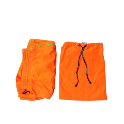 Dolce & Gabbana Orange Polyester Beachwear Shorts 2Pc Swimwear, elastic waistband, drawstring closure, rear zip pocket, preowned