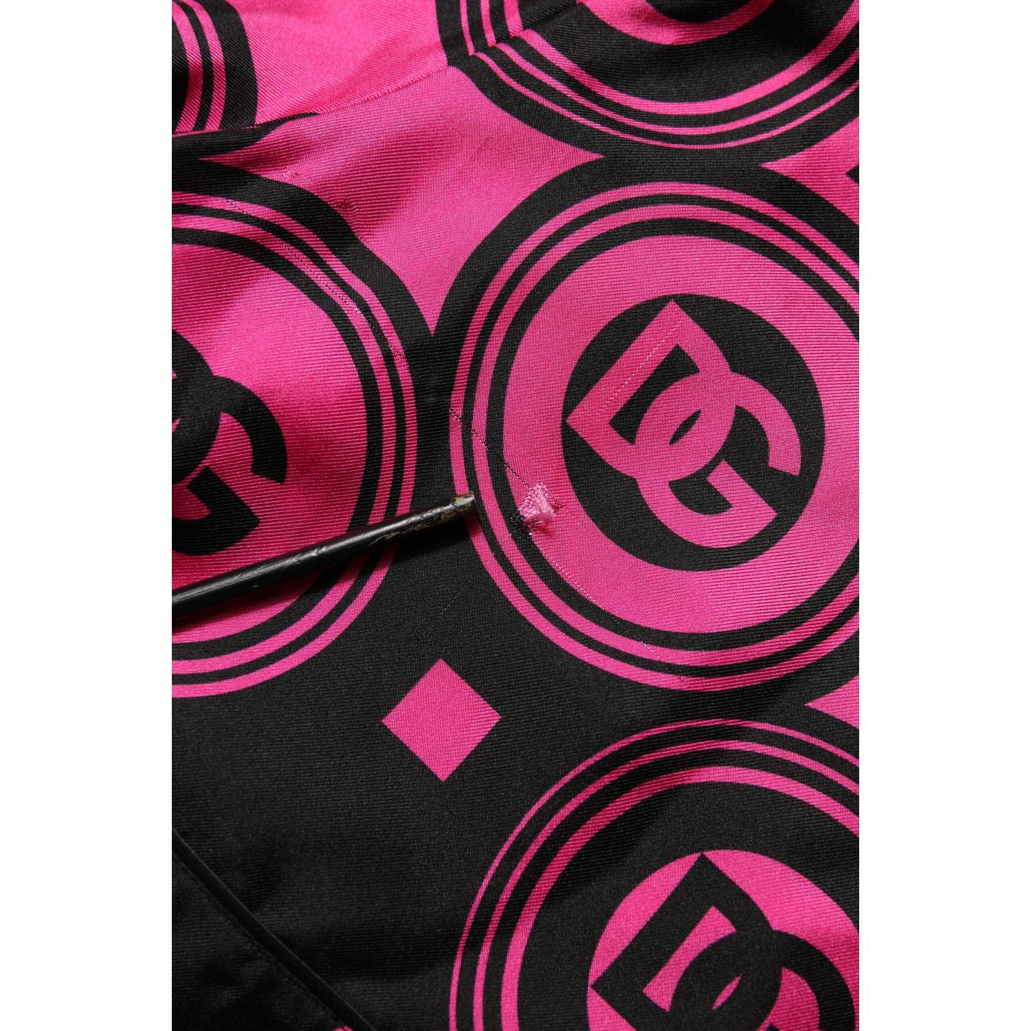 Dolce & Gabbana Pink Black Silk Logo Print DG Pattern Shorts