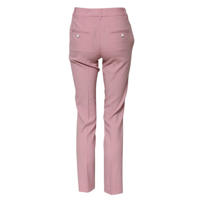 Dolce & Gabbana Pink Wool High Waist Tapered Pants