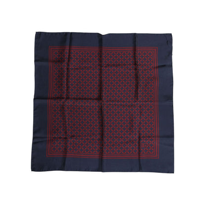 Dolce & Gabbana Red Blue Printed Silk Square Men Foulard Scarf