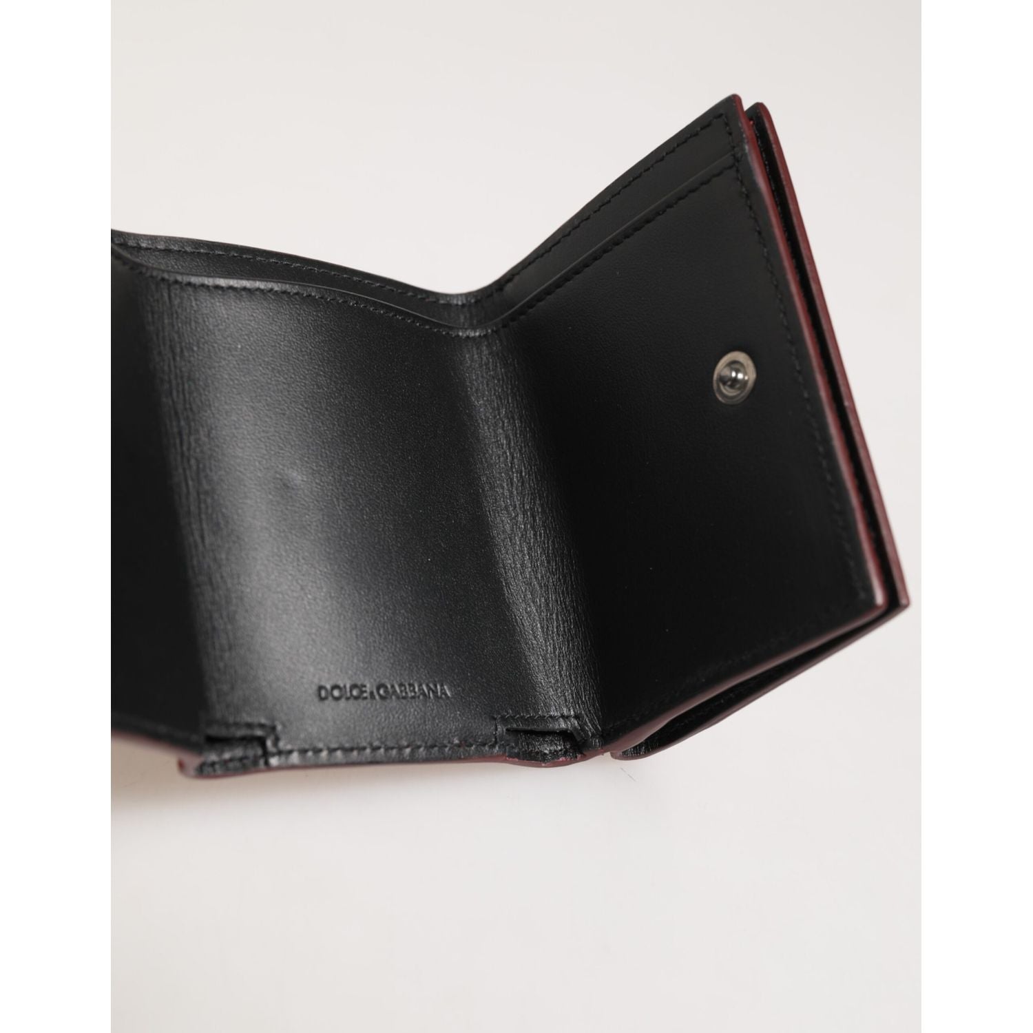 Dolce & Gabbana Red Leather Bold Logo Print Trifold Men Card Holder Wallet