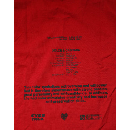 Dolce & Gabbana Red Logo Eye Print Cotton Short Sleeve T-shirt