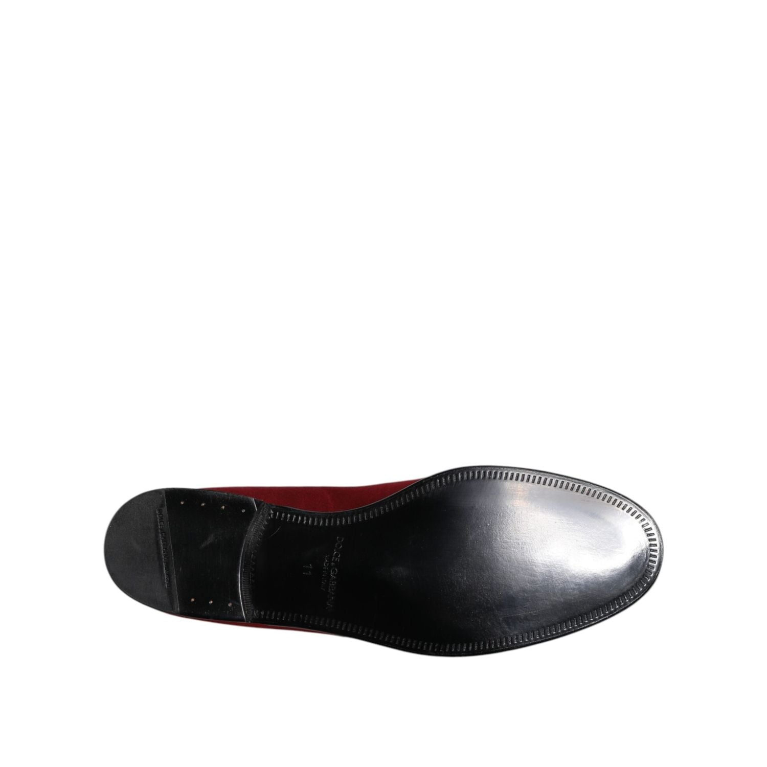 Dolce & Gabbana Red Velvet Slip On Loafers Formal Shoes