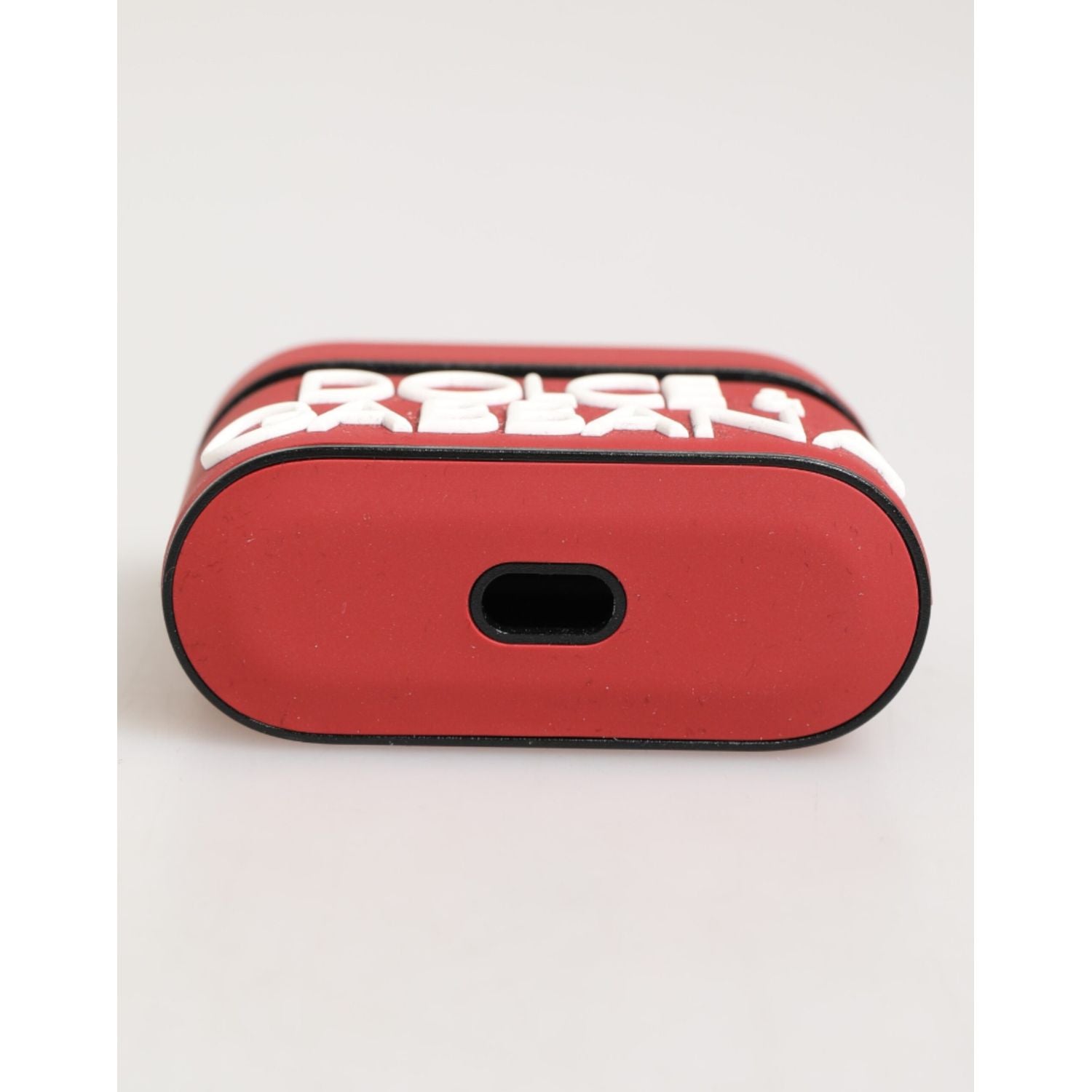 Dolce & Gabbana Red White Silicone Embossed Logo Accessory Airpods Case