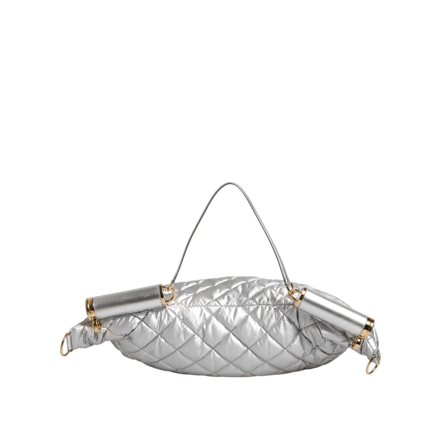 Dolce & Gabbana Silver Quilted Filled Crossbody Shoulder Bag SICILY Bag