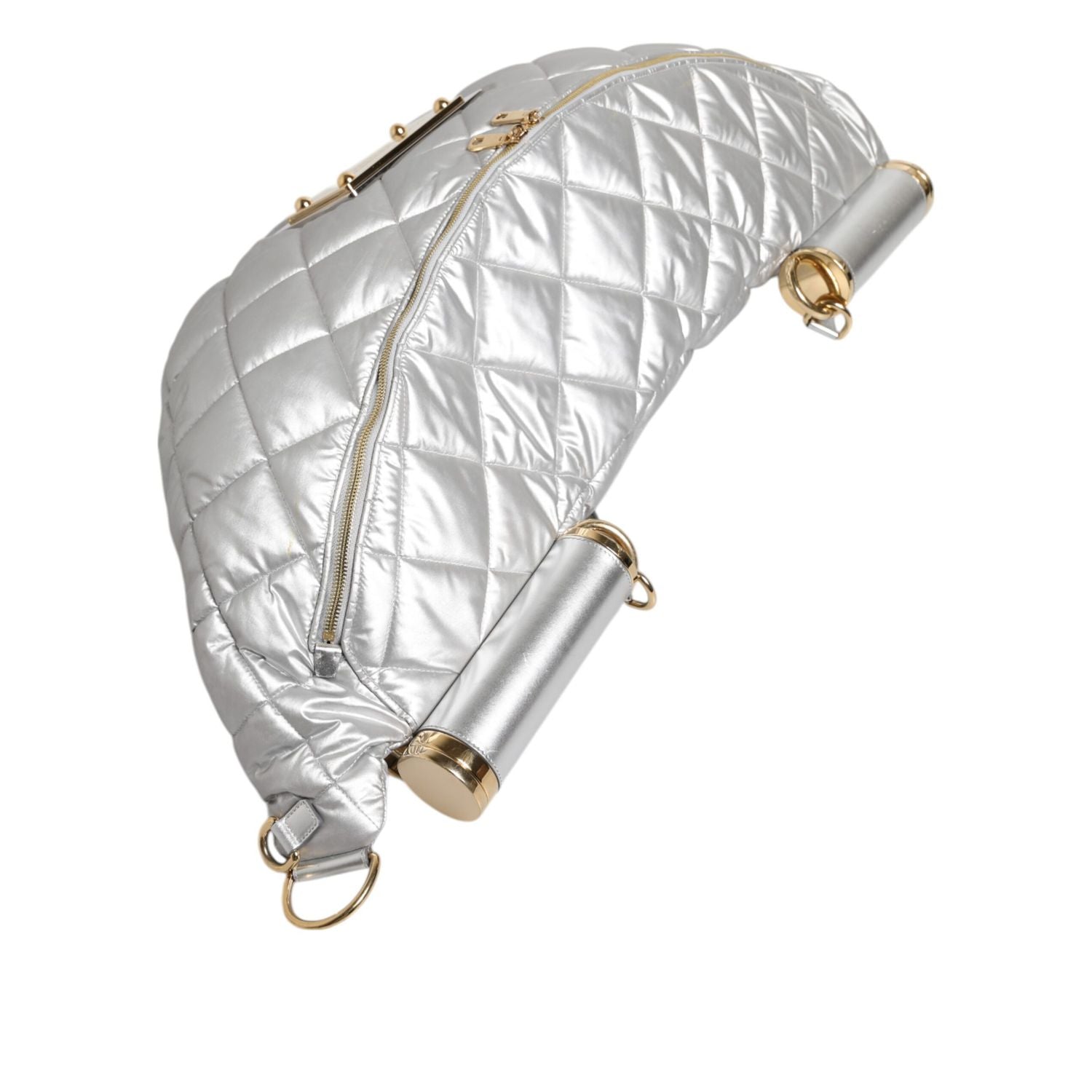 Dolce & Gabbana Silver Quilted Filled Crossbody Shoulder Bag SICILY Bag