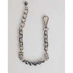 Dolce & Gabbana Silver Tone Chain Lobster Clasp Logo Gray Pearls Bracelet with elegant design and signature DG logo details.