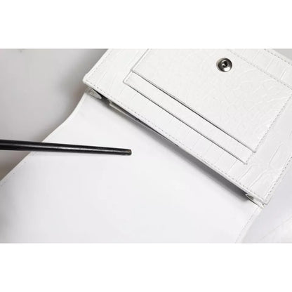 Dolce & Gabbana White Blue Leather Bifold Crossbody Sling Wallet