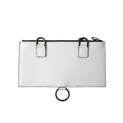 Dolce & Gabbana White Calfskin Leather Large Crossbody Card Holder Wallet