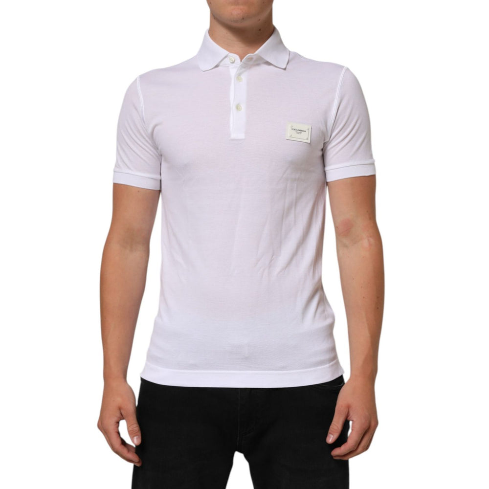 Dolce & Gabbana White Collared Short Sleeves Polo T-shirt with classic collar and button closure, perfect for a stylish, casual look.